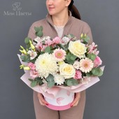 Композиция в шляпной коробке Розовые грёзы
